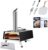 MAGIC FLAME Pizza Oven Outdoor Wood Fired Pizza Oven, Portable Stainless Steel Pellet Pizza Oven with Rotating Handle, Outdoor Pizza Maker with Pizza Stone, Pizza Peel, Pizza Cutter for Camping BBQ