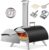 Multi-Fuel Pizza Oven Outdoor, 12″ Portable Wood and Gas Fired Pizza Oven with Thermometer,Gas Hose & Pizza Stone,Heats up to 1000°F,Stainless Steel Pizza Oven for Backyard or Camping (Black)