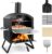 PETSITE Pizza Oven Outdoor, Wood Pellet Fired Pizza Oven with 12 Inches Pizza Stone & Waterproof Cover, 2-Tier Design Portable Stainless Steel Grill Pizza Maker for Outside Backyard Party