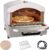 Li Zhen Outdoor Pizza Oven|Propane Gas Fired-Pizza Ovens|with 13in Pizza Stone|Stainless Less Pizza Maker|Cooking Pizza Steak Fish Chicken and More|for Outdoor Garden Outside Party| Silver