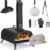 DEERFAMY Portable Pizza Oven, Outdoor Pizza Oven with Thermometer, Pellet Burning Pizza Oven for Party, Multipurpose Outdoor Kitchen with Carry Bag