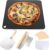 6Pcs Pizza Steel Set for Oven and Grill, 13″ Square Pizza Steel for Oven, with Pizza Peel & Dough Pizza Cutter & 20pcs Cooking Paper, Cast Iron Pizza Stone/Baking Steel for Pizza and Bread